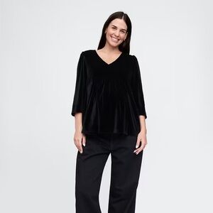 Gap Maternity Black Velvet V-Neck Blouse NWOT